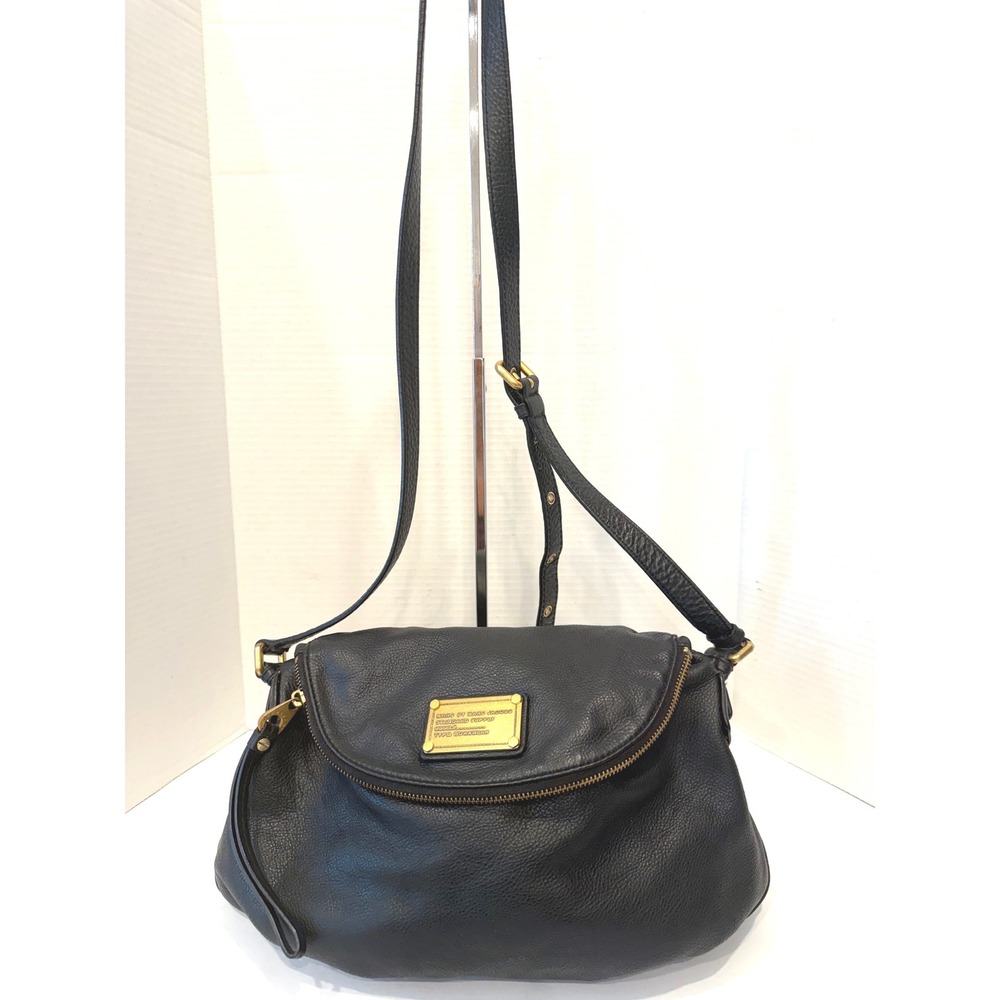 Marc by Marc Jacobs Baby Groovee Black Pebbled Leather Gold Satchel Bag